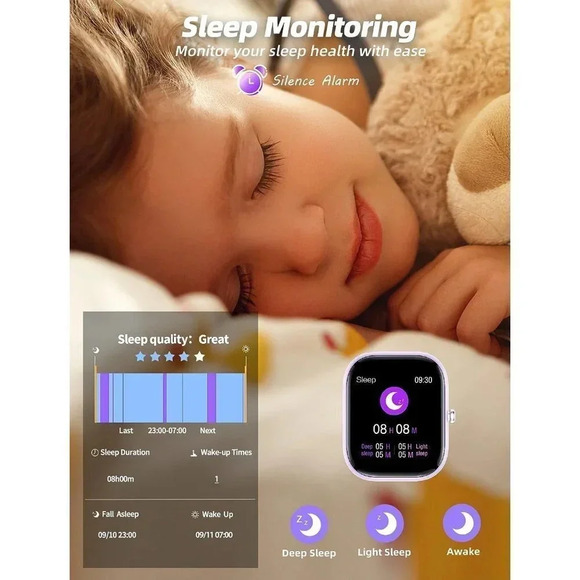 Kids Waterproof Fitness Activity Tracker Heart Rate Sleep Monitor Smart Watch - Picture 5 of 14